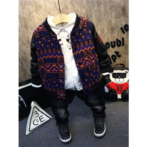 Children Clothing Boys Sets 2018 Winter Kids Clothes Baby Boy Clothes Sets Long Sleeve Thick coat + shirt + thick jeans 3pcs set