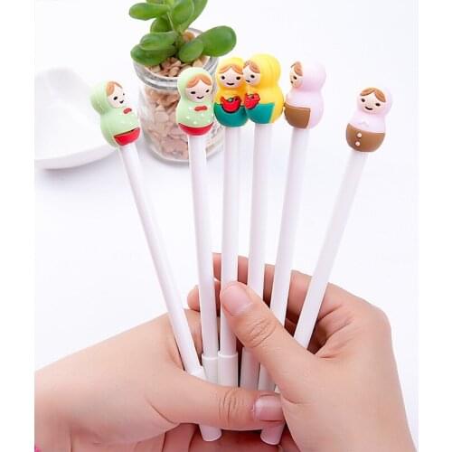 3pc Cute Kawaii Plastic Gel Pens Lovely Cartoon Cute Girl 0.38mm Black ink Gel Pen For Kids Writing Gift Korean Stationery