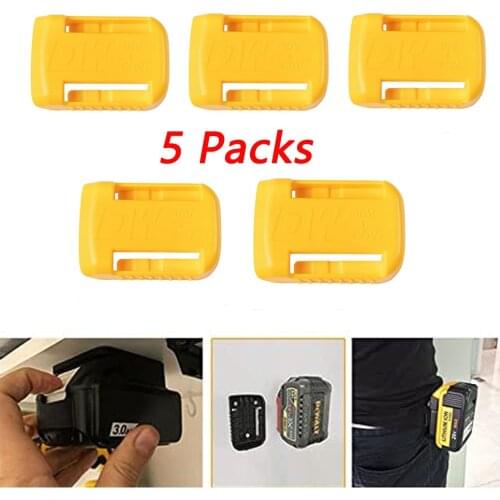5 Packs Battery Holder 20V Wall Mount Battery Dock Holder Compatible with Dewalt/Milwaukee/ Makita/Bosch Tool Holder