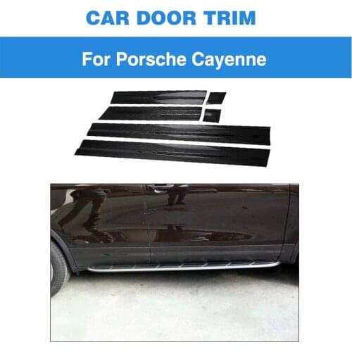 Carbon Fiber Car Side Door Steps Body Strip Fender Lip Trim for Porsche Cayenne 2015 2016 2017 Side Skirts Protection 6pcs
