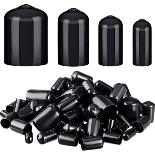 80 Pieces Rubber End Caps Flexible Bolt Covers Screw Caps Thread Protectors In 4 Sizes 1/4 To 3/4 Inch (Black)