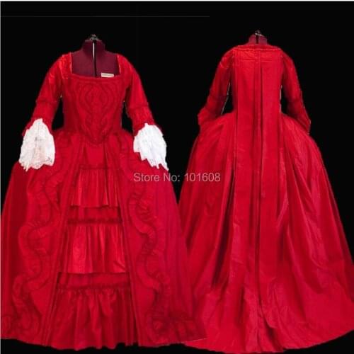 Tailored!Red Taffeta Lace French Duchess Civil war Theatre DRESS Victorian Colonial medieval Renaissance dresses HL-290