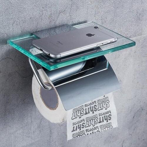 Bathroom Toilet Paper Holders Chrome Finish Brass Towel Holder And Phone Holder Wall Mount Toilet Paper Holder Bathroom Hardware