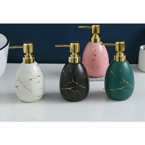 Hand Soap Dispenser Bottle Hand Sanitzer Holder Shower Gel Shampoo Lotion Bottle Ceramic Press Luxury Bathroom Accessories