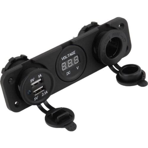 EE support DC Digital Voltmeter/2 Port Dual USB Car Charger /DC12V Power Socket Three Hole Panel Car-styling