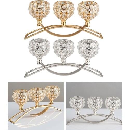 Crystal Candle Holder 3 Arms Candelabra Wedding Table Ornament Silver