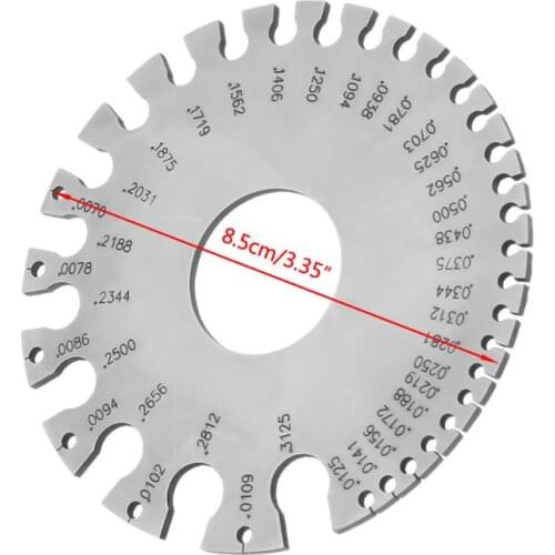 Stainless Steel 0-36 Round AWG SWG Wire Gauge Thickness Measuring Sheet Diameter Metal Machinist Measurement Plate Ruler