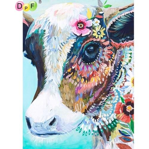 DPF 5D Round/Square full Diamond Painting Cross Stitch Colored cow Diamond Embroidery Mosaic Needlework kits Home Decor