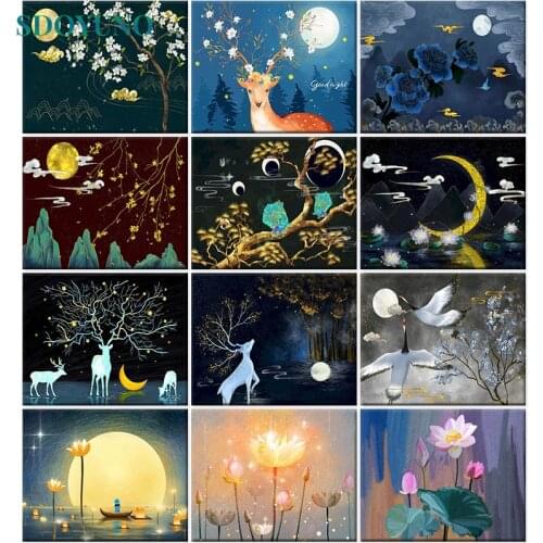 SDOYUNO 60x75cm Painting By Numbers Kits Frameless DIY Scenery Paint By Numbers On Canvas Home Decor Digital Hand Painting