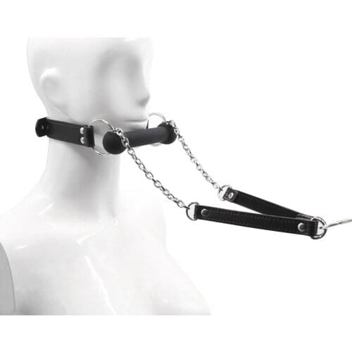 Leather Mouth Gag Oral Open Plug Bite Flirt Sex Product Toys BDSM Harness Fetish Bondage Erotic Slave for Couples Women Sex Toys