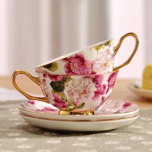 Creative Bone China Coffee Cup Sets Pastoral Coffeeware European Tea Cups Saucer Porcelain Mugs Home Office Gift For Friends