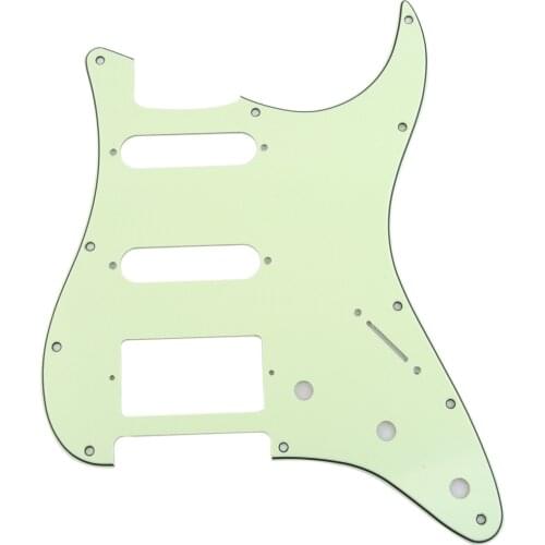 Musiclily HSS 11 Hole Guitar Strat Pickguard for Fender USA/Mexican Made Standard Stratocaster Modern Style, 3Ply Mint