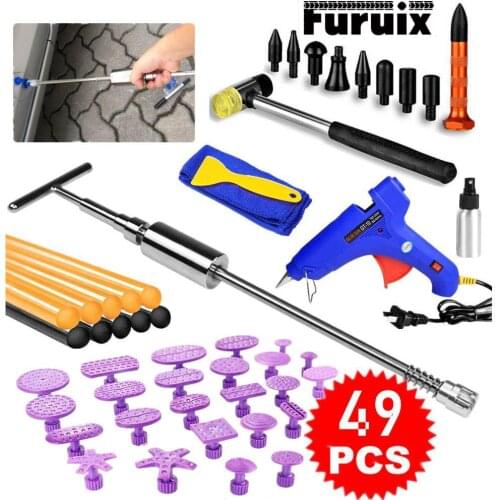 49 Pcs Car Dent Remover Tool Paintless Dent Repair Kit,Slide Hammer Tools Purple Tabs for DIY Automobile Body Dent Removal Tools
