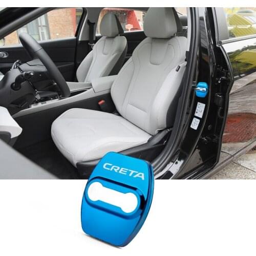 4pcs Blue CRETA Logo Badge Lock Cover Car Side Door Shell Decal For Hyundai Sonata Elantra Santa Fe Tucson Equus Verrcruz Matrix