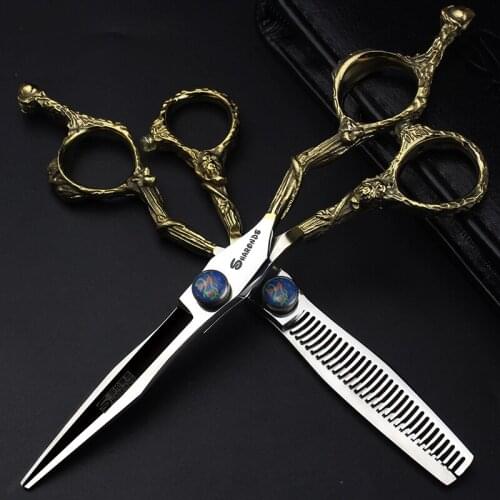 New 6 inch 440c scissors professional hair cutting scissors hairdressing scissors barber thinning dragon handle hair scissors