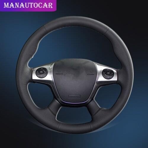 Car Braid On The Steering Wheel Cover for Ford Focus 3 2012-2014 KUGA Escape 2013-2016 C-MAX 2011-2018 Car-styling Auto Covers