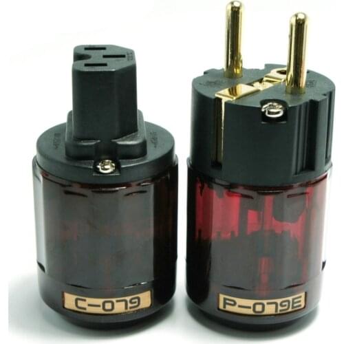 Oyaide C-079 P-079e Schuko Europe EU Power Plug 24k Gold Plated IEC Audio Connector Female-Male MATIHUR audio hifi