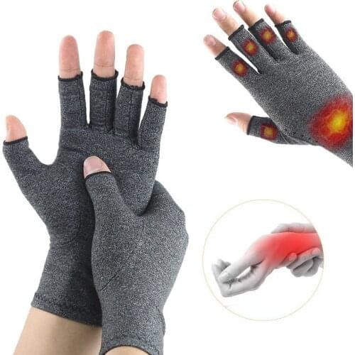 1 Pair Arthritis Gloves Premium Arthritic Joint Pain Relief Hand Gloves Therapy Open Fingers Gloves Outdoor Running Yoga Gloves