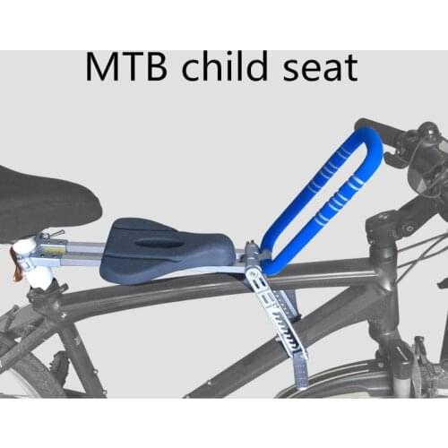 MTB child seat front bag safe travel folding saddle father and child riding