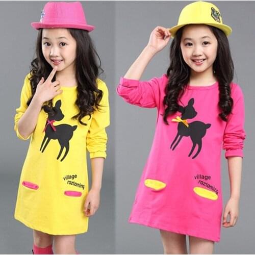 3-10Y Child Baby Girls Warm Dress Autumn Winter girls clothes Cartoon Long Sleeve Stright Dresses Girls Fashion Dress Clothes