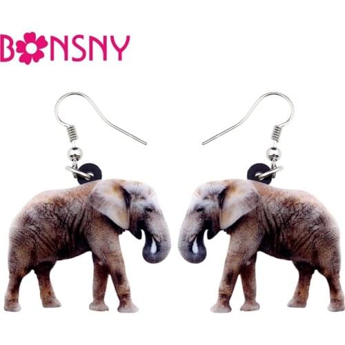 Bonsny Acrylic Smile Elephant Earrings Big Long Dangle Drop Wild Jungle Animal Jewelry For Women Girls Teens Bulk Accessory Gift
