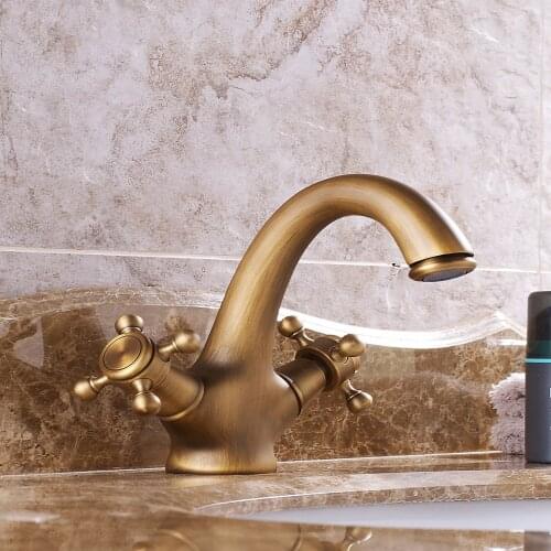 Two Ceramic Swivel Handles Water Filter Faucet Bathroom Sink Antique Brass Single Hole Deck Mounted Water Mixer Tap