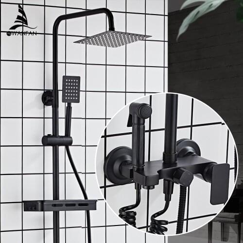 Shower Faucets Brass ORB Bathtub Faucet Round Tube Single Handle Top Rain Shower With Slide Bar Wall Water Mixer Tap 877831R