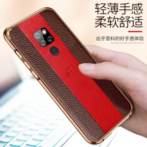 Splicing Genuine Leather + Metal Frame Back Cover For Huawei Mate20 Pro X Luxury Ultrathin Business Full Grain Leather Case Diy