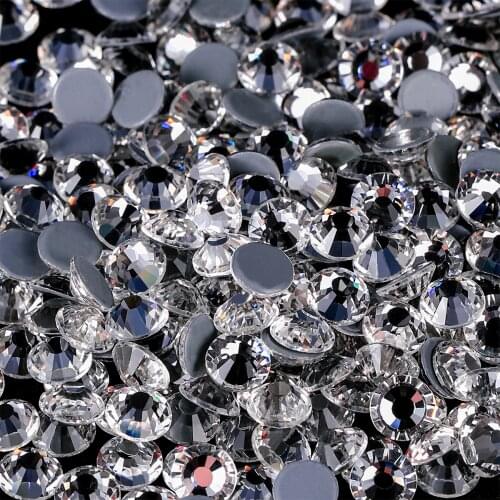 Strass Flat Back Rhinestones for Crafts,Hot Fix Glass Flatback Rhinestones Round Crystal Diamond Gems for Art Clothes Shoes Bags