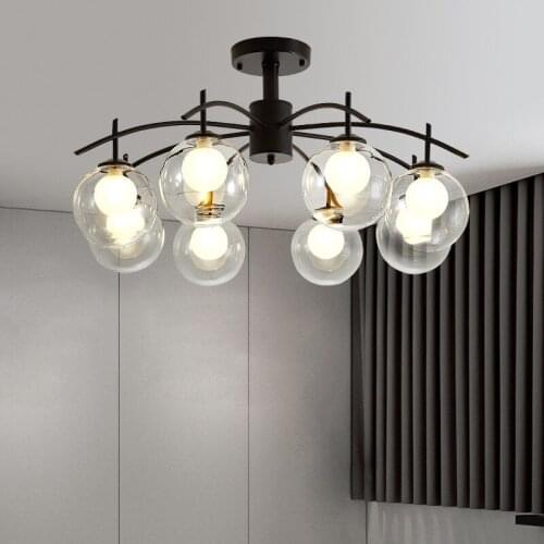 Post modern chandelier simple Nordic living room led 3 / 5 / 6 / 8 head chandelier creative restaurant light glass chandelier