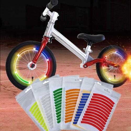 Bicycle Reflective Stickers Bike Wheel Decals Reflective Tape Safety Strips Kids Bike Wheel Stickers Balance Bicycle Accessories