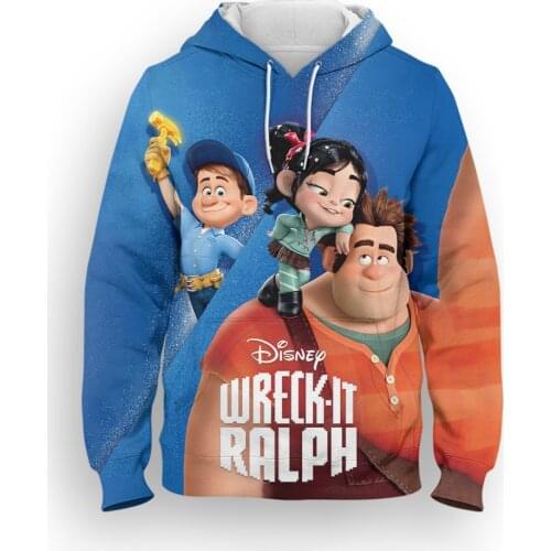 Men Sweetshirts Streetwear Cartoon Anime Wreck-It Ralph Hoodie Women Disney 3D Printed Harajuku Boy Girl Kids Tracksuit
