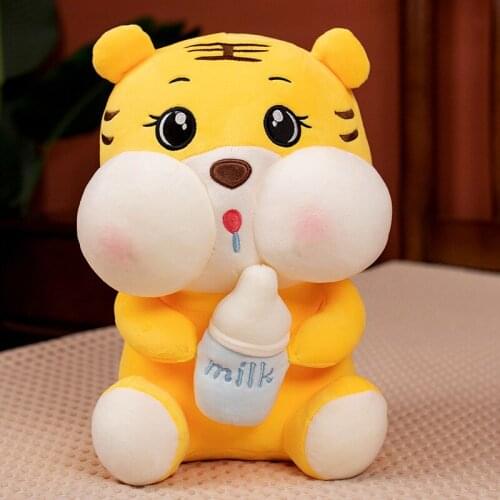 Zqswkl 45/55cm bottle tiger rabbit pig dog cute plush toy doll large animals stuffed toys children girls christmas birthday gift