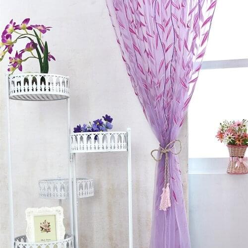 1 pcs Willow Voile Tulle Room Window Curtain Sheer Voile Panel Drapes Curtain 100*200/100*270cm Pastoral Style Polyester Curtain