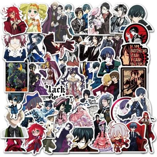 10/30/50PCS Kuroshitsuji Cartoon Anime Graffiti Stickers Luggage Computer Skateboard Waterproof Decorative Stickers Wholesale