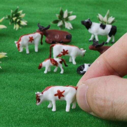 10pcs 1:87 Diy HO Scale Colorful Cow Model Train Layout Model Building Toys