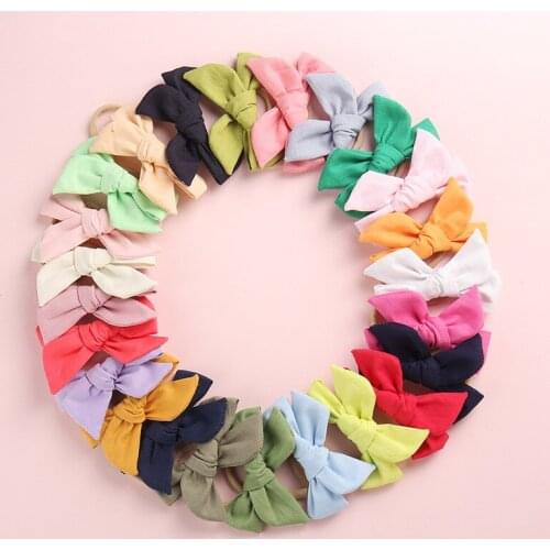 24pcs Headwear Childrens Bamboo Knot Cotton Windmill Model Butterfly Hair Baby Pure Color Soft Headband Kids Hair Accessories