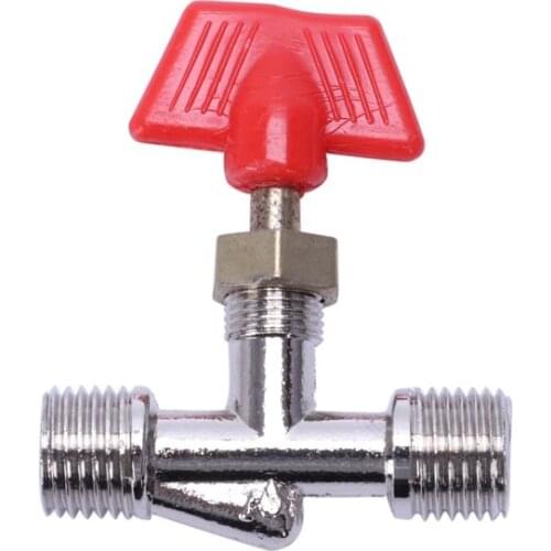 Promotion! 15/32" Male to Male Thread Inline Manual Valve for Air Compressor Red+Silver