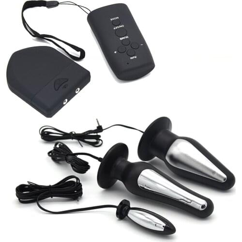 Electro Wireless Remote Control Shock 3 Pcs Anal Plug Sex Toys For Men Woman Electric Shock Butt Plug Medical Themed Sex Produc