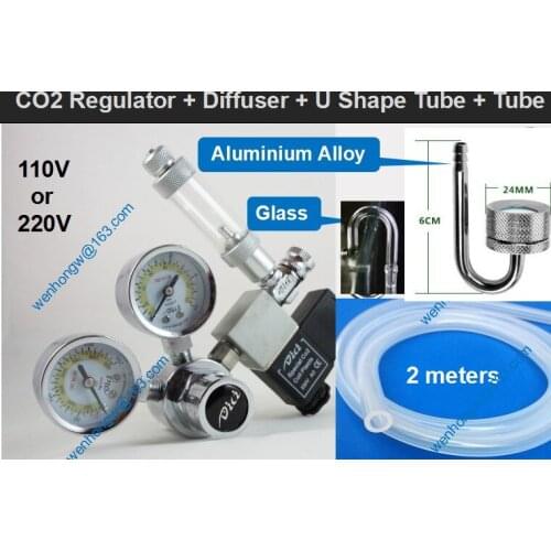 Aquarium DICI WYIN Large Dual Gauge CO2 Regulator DC01-01 WYIN01-00 with bubble counter & Solenoid, Diffuser, Suckers, Tube