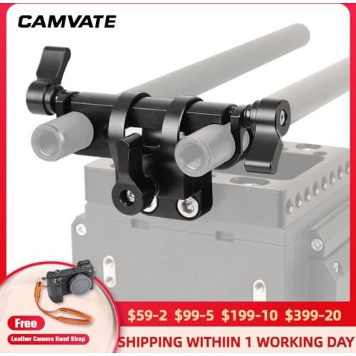CAMVATE 360 Degree Rotating Standard 15mm Dual-port Clamp With 1/4''-20 Thread Screw For DSLR Camera 15mm Rod Supporting System