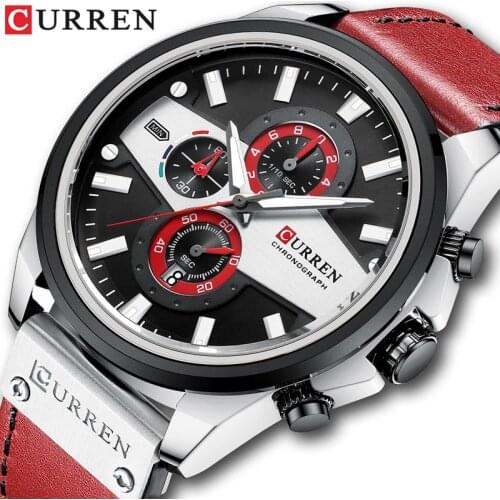 CURREN 2021 New Men Watch Top Luxury Brand Fashion Casual Sports Watches Automatic Date Leather Wristband Waterproof Clock Male