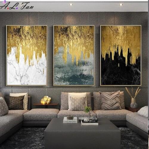 Black gold modern art painting Nordic impressionism poster living room decoration furnishings bedroom decoration