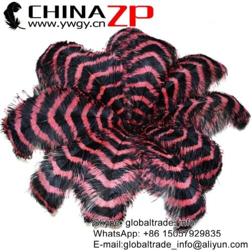 CHINAZP Factory 70-75cm (28"-30") 50pcs/lot Unique Dyed Watermelon Red and Black Striped Ostrich Feathers