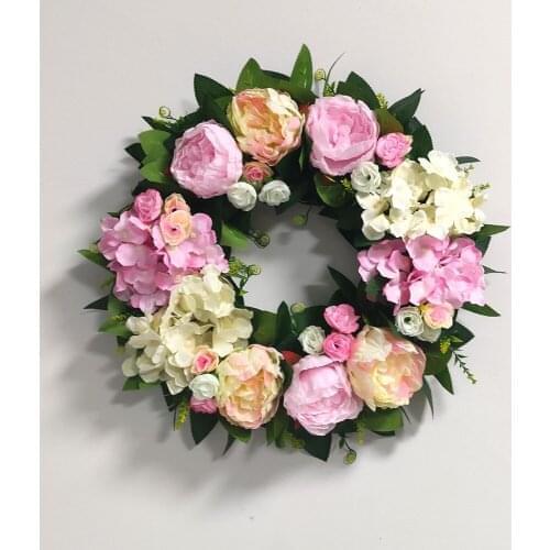 Artificial Wreath Colorful Peony And Hydrangea Flower Garland For Wedding Decoration Home Decor Door Hanging