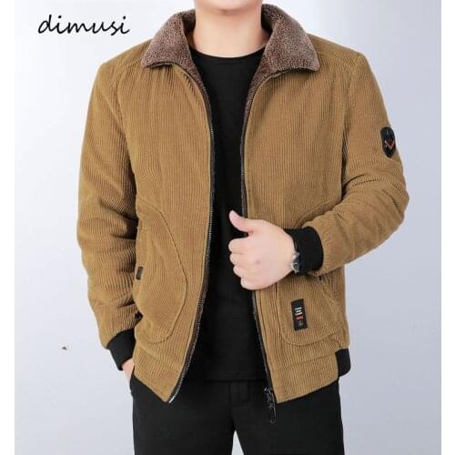 DIMUSI Winter Mens Bomber Jacket Fashion Man Corduroy Cotton Warm Padded Coats Casual Outwear Thermal Jackets Mens Clothing