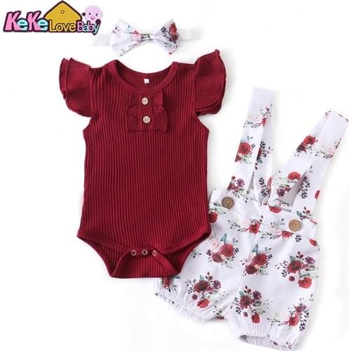 Summer Toddler Baby Girl Clothes Set Sleeveless Romper Flower Ruffles Bowknot Shorts Overalls Outfits Clothing For 0 3 24 Months