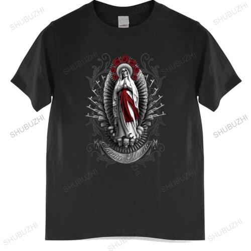 Cotton Tshirt Men Crew Neck Tops Men Santa Muerte T Shirt Lady of Holy Death T-shirt Mexican Skull Tee Unisex Teeshirt Euro Size