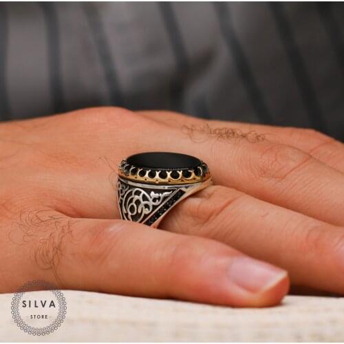 Agate Aqeeq 925 silver mens ring. Mens jewelry stamped with silver stamp 925 All sizes are available