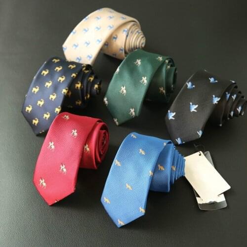 6CM Male Tie Personality Embroidery Business Banquet Casual Party Accessories Gift Animal Fashion Korean Black British Necktie